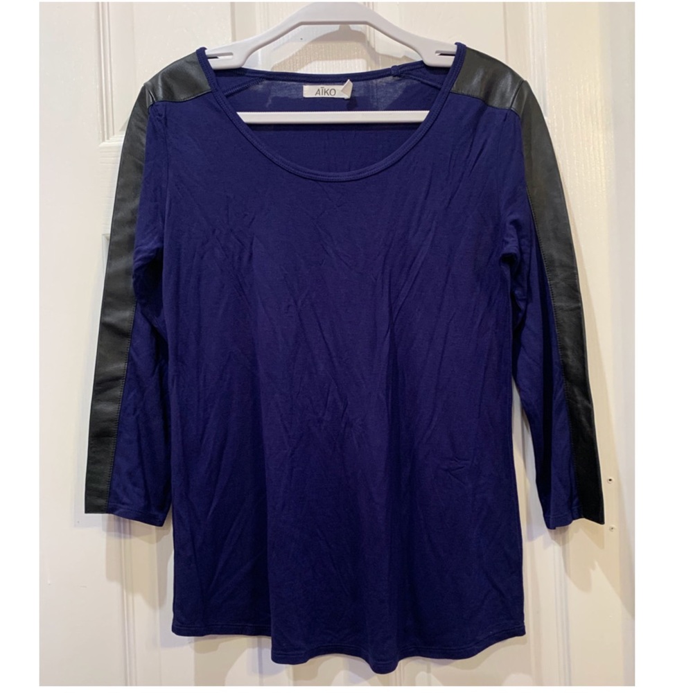 AIKO Lambs Leather Stripe Top M